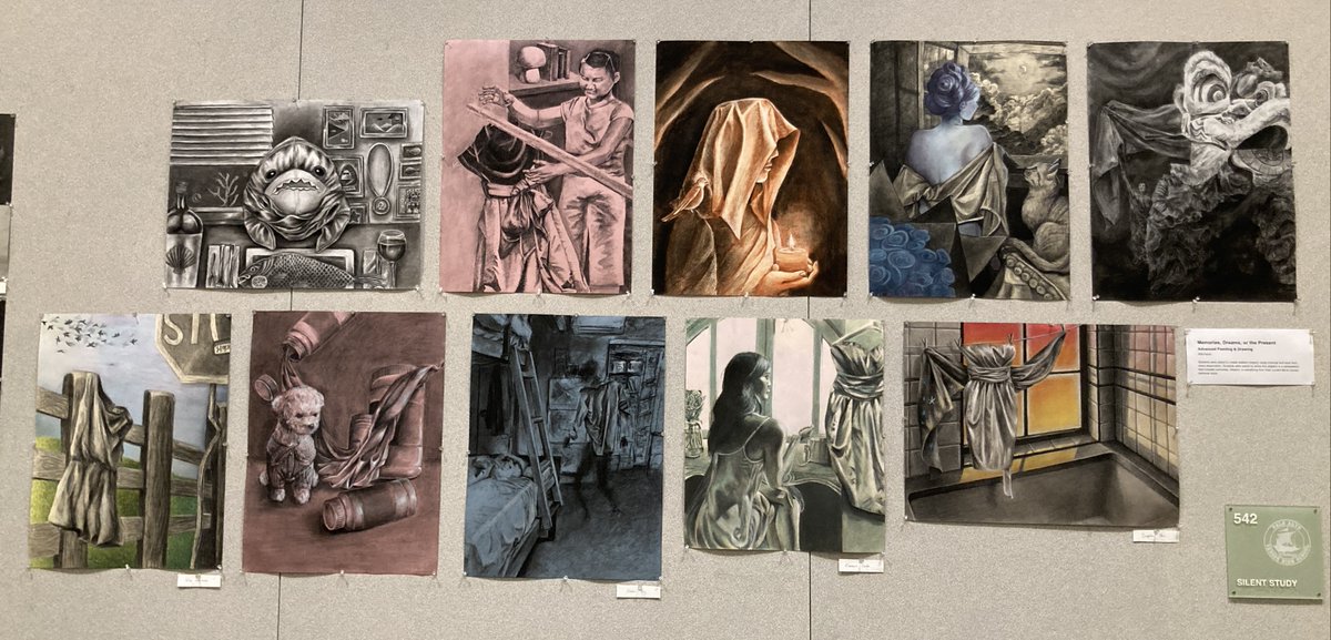 PalyArts's tweet photo. Wow! New displays of Visual Artwork is now up in the Library Gallery area (just outside of Counseling).  They are truly amazing! https://t.co/QWna0GeUR8