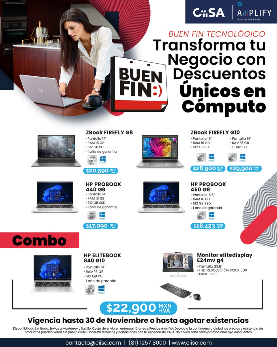 ciisaMX's tweet photo. Este Buen Fin Tecnológico, CiiSA | Amplify te ofrece la oportunidad de potenciar tu empresa con increíbles ofertas en equipos de cómputo. 🚀

¡Activa la transformación ahora! https://t.co/zHNQeYCyKH

#CiiSABuenFin #TecnologíaAlAlcance #BuenFinTecnológico #CiiSAAmplify #BuenFin https://t.co/scZr90VB7Y