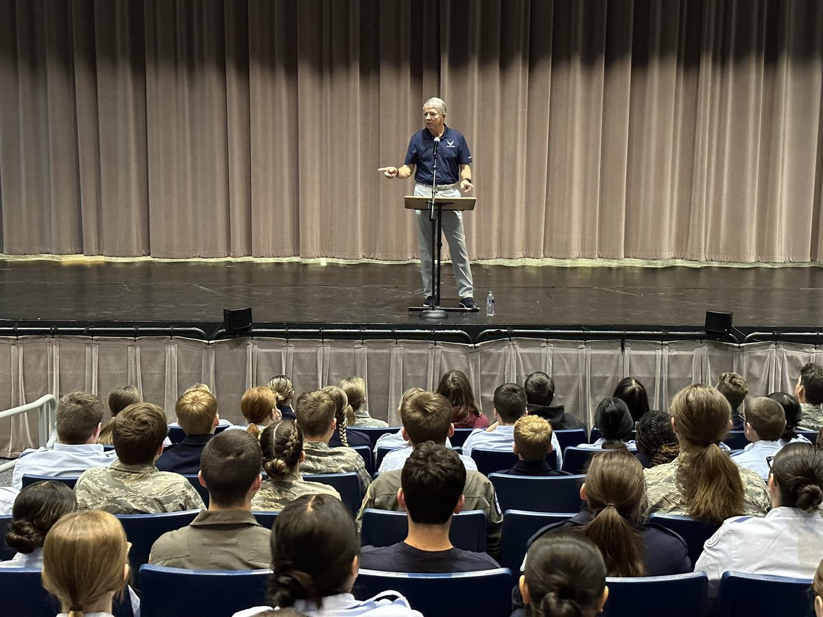 '🌟 Exciting day at Clover AFJROTC as we had the honor of hosting CMSAF#15 Rod McKinley! 🎉 It was inspiring to see our cadets engage with such a distinguished leader. Thank you for your valuable insights and motivating words! 🙌 #AFJROTC #Leadership