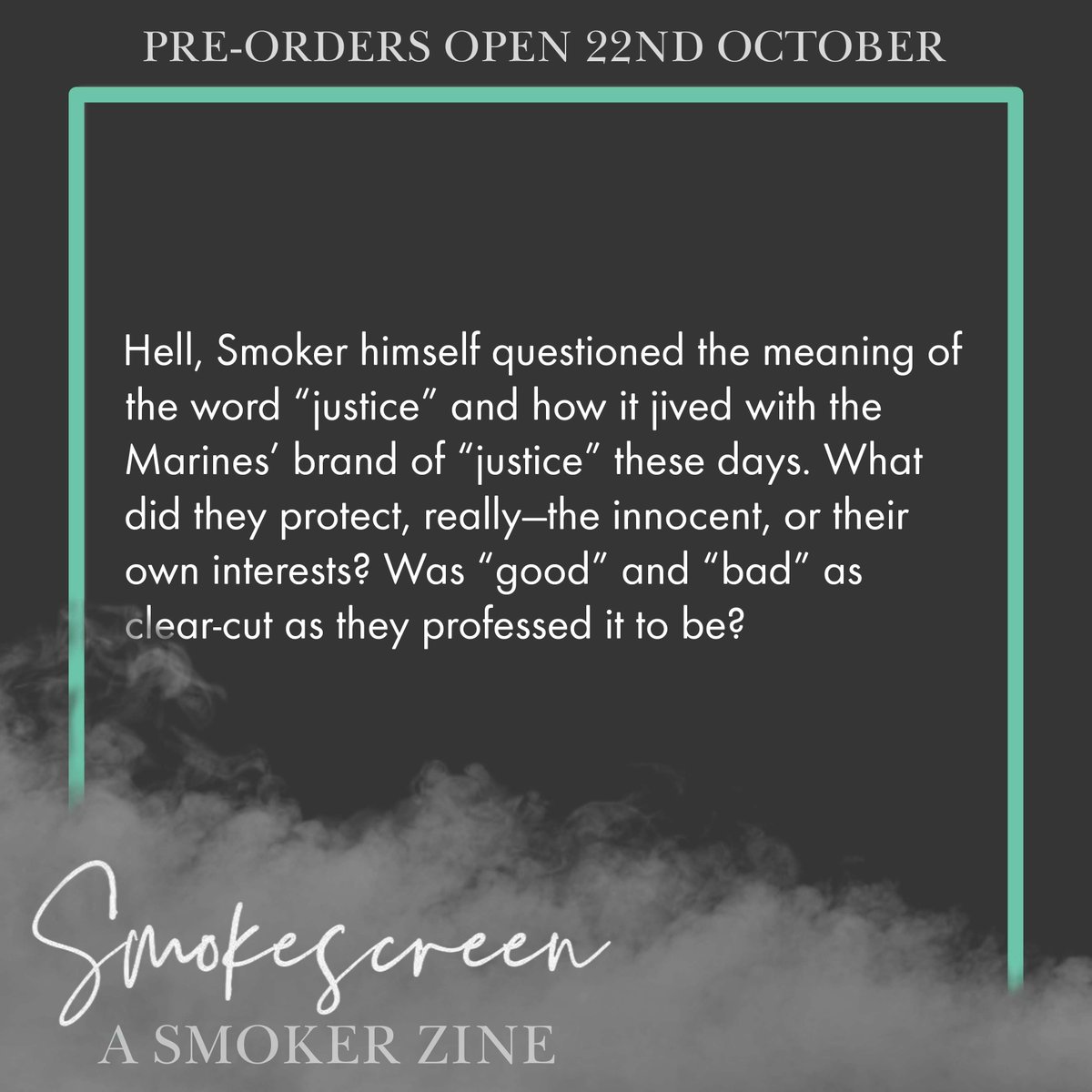 Here is my preview for the <a href="/smokerzine/">Smokescreen: A Smoker Zine | Project finished</a>! Be sure to go check it out!