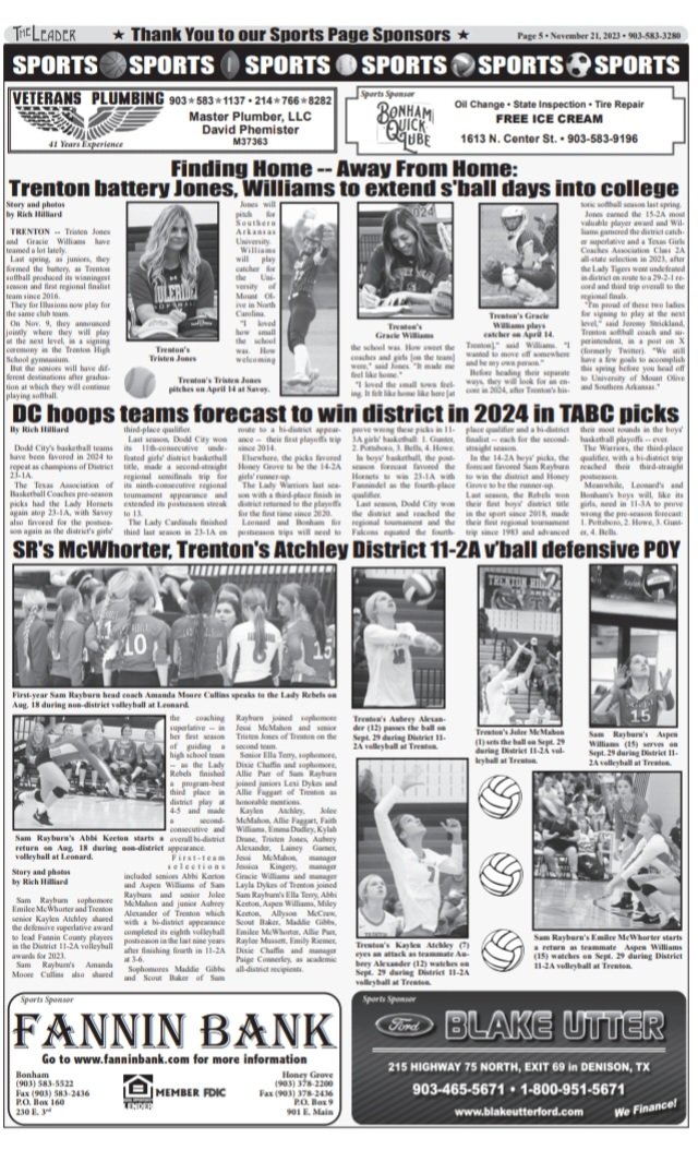 SportsStringer's tweet photo. 11/21 Fannin County Leader sports: 
@trentonisdtx @Supt_Strickland @Gracie94049056 @KimWill66245915 @UMOSoftball @MuleriderSports @TXPrepSoftball @DoddCityISD @Texas1AFan @Tabchoops @rrvsports @srrebelsports @mujertigera @sam_isd @KMACChuck @BigDMedia19 @texasvbi @AustinTGCA https://t.co/GfjlIKJiXX
