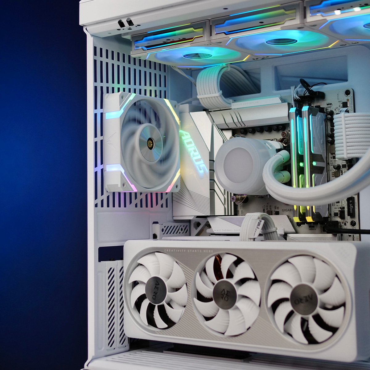 AorusOfficial's tweet photo. @Battlerigs showing off his GIGABYTE GeForce RTX 4070 Ti AERO OC and the NEW Z790 AORUS PRO X motherboard! This true all-white combo is too clean! 👏

Check out our Z790 AORUS PRO X motherboard here! 👉 https://t.co/zFknLLXWST

#AORUS #GIGABYTE #NVIDIA #PCGaming #PCCommunity #GamingCommunity #Gaming