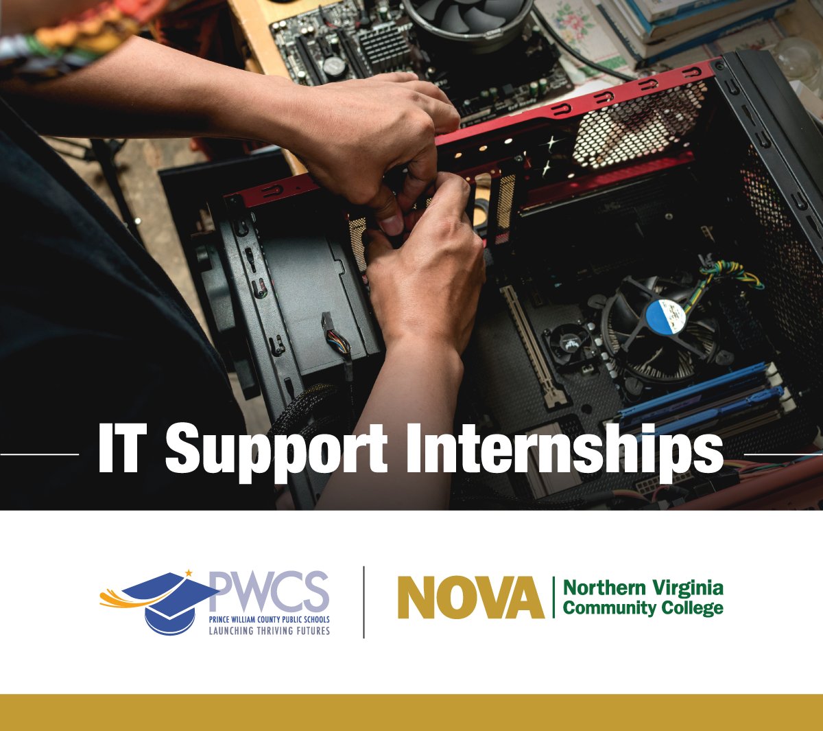 Awesome PAID hands-on IT internships with Prince William County Schools for @NOVAcommcollege students in an IET program of study. $20/hr! Apply for Spring 2024 spots by Dec 13 through NOVA's Career Connection portal: bit.ly/47k5dZX @PWCSNews #IT #InDemandTech #Internship