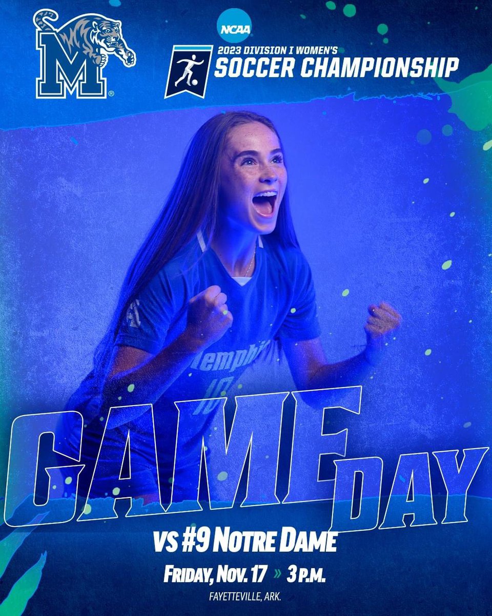 Memphis Lady Tigers versus Notre Dame in the 2nd round of the NCAA Women’s Tournament.

3:00 PM Central, Friday, Nov 17, 2023 / Broadcast live on ESPN+ from RazorbackField (Fayetteville, AR)

🐅⚽️  #GoTigersGo #TigersSoccer #MemphisSoccer #SoccerFUN #NCAASoccer