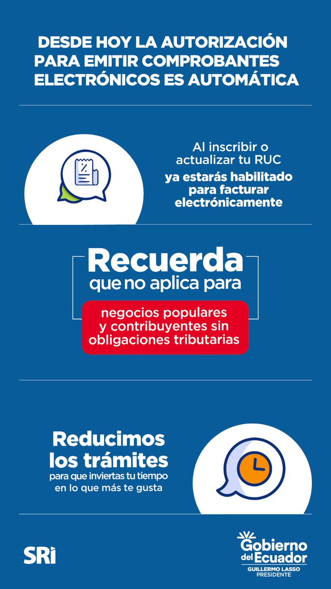 ES HOY... ES HOY....🗓️
 
 Desde hoy, 17 de noviembre, el proceso de autorización para emitir comprobantes electrónicos es automático💻➡️Solo necesitarás inscribir o actualizar tu #RUC.
 
 ✅Con innovación generamos más recaudación.