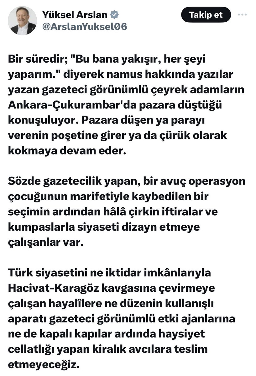 Bu boyunsuz zaten bu metni yazmayı becermez de, muhtemelen biri yazıp eline vermiştir. Fakat yemin ederim ama ispatlayam ama burada kimin ve neyin kastedildiğinden de haberi yoktur bu boyunsuzun, anlamamıştır bile
