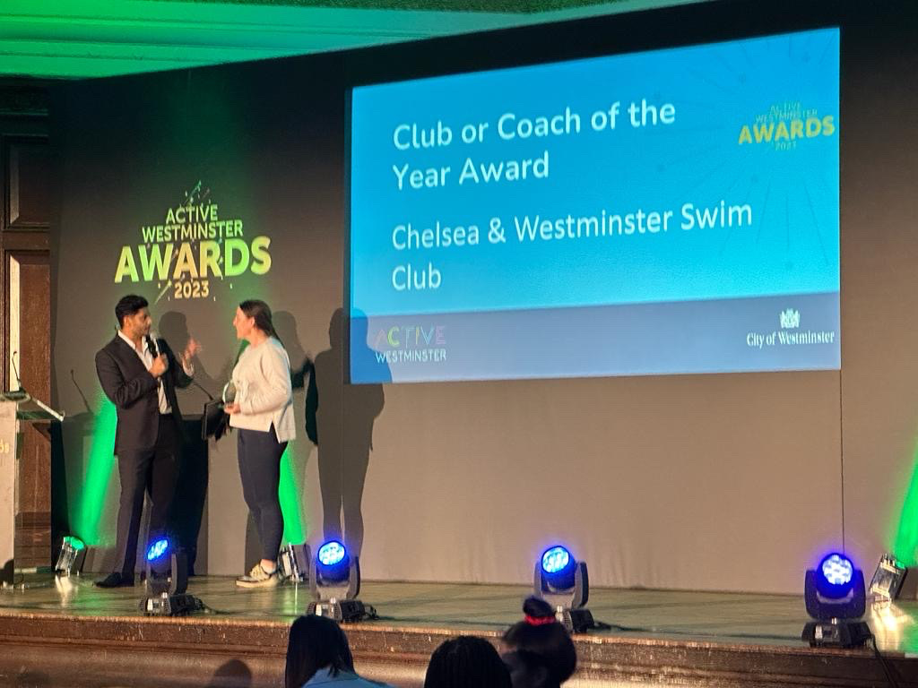 ActiveWCC's tweet photo. Winning our Club or Coach of the Year Award is Chelsea &amp; Westminster Swim Club! 🏊 

Thanks to your support, up &amp; coming athletes can get the recognition they deserve, achieve success &amp; thrive at the highest levels! 🏅

#ActiveAwards23 
@SwimmingChelsea https://t.co/3SS7A2TN9v