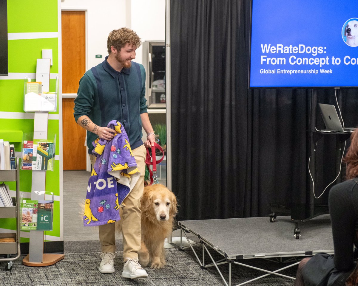 ohiou's tweet photo. 14/10 event 💚🐶

Thank you to @dogfather Matt Nelson, founder of @dog_rates, for talking about his journey at OHIO! 

Of course, there were good dogs (and Rufus), too 🐾 

#ForeverOHIO https://t.co/QKOzTuEQQ9