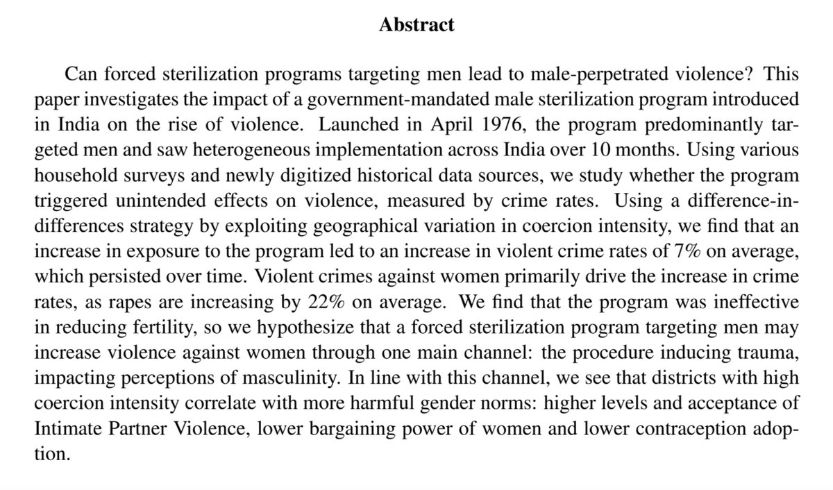 jenniferdoleac's tweet photo. Sarah Vincent

JMP: "Male Sterilization and Persistence of Violence: Evidence from Emergency in India"

Website: https://t.co/zZCKDVZSMp https://t.co/PvewyG4YjN