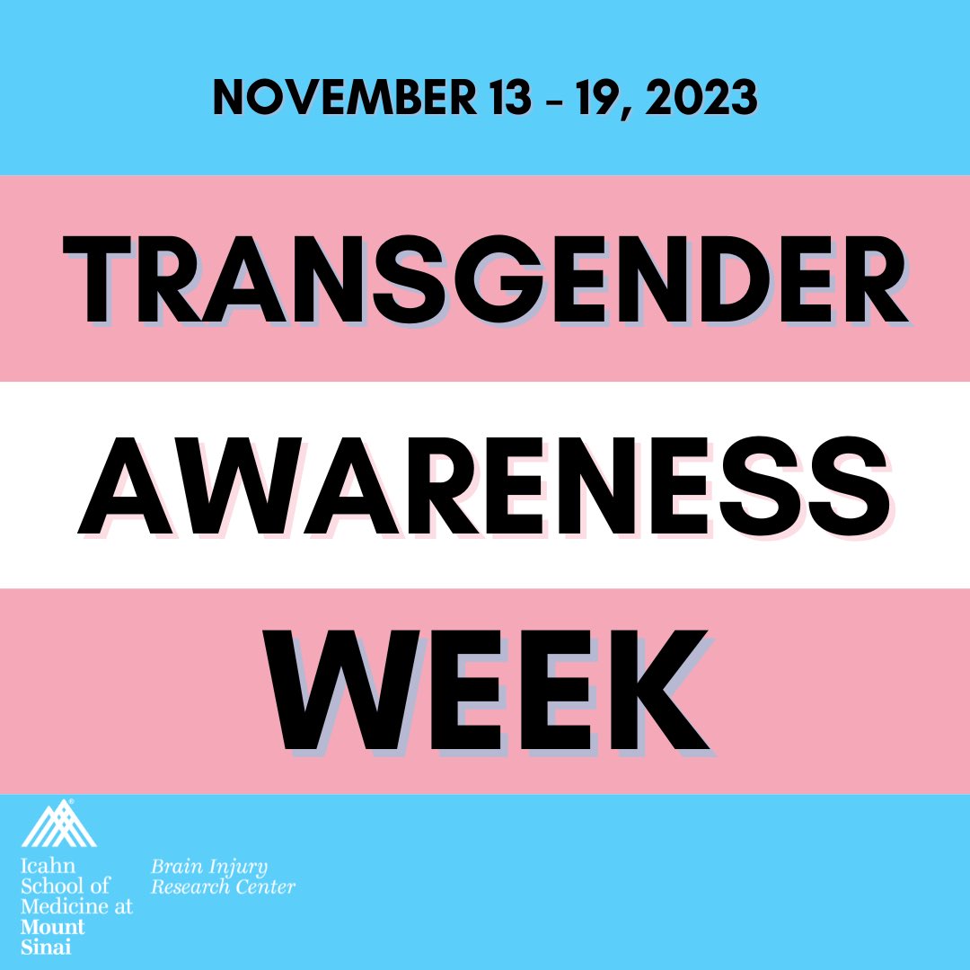 SinaiTBI's tweet photo. 🌈Join us at the Brain Injury Research Center of Mount Sinai as we amplify voices and spread awareness this #TransgenderAwarenessWeek 🌈

#TransAwarenessWeek #TransDayOfRemembrance #LGBTQ+ #TBI #BrainInjury https://t.co/9Z58569oo2