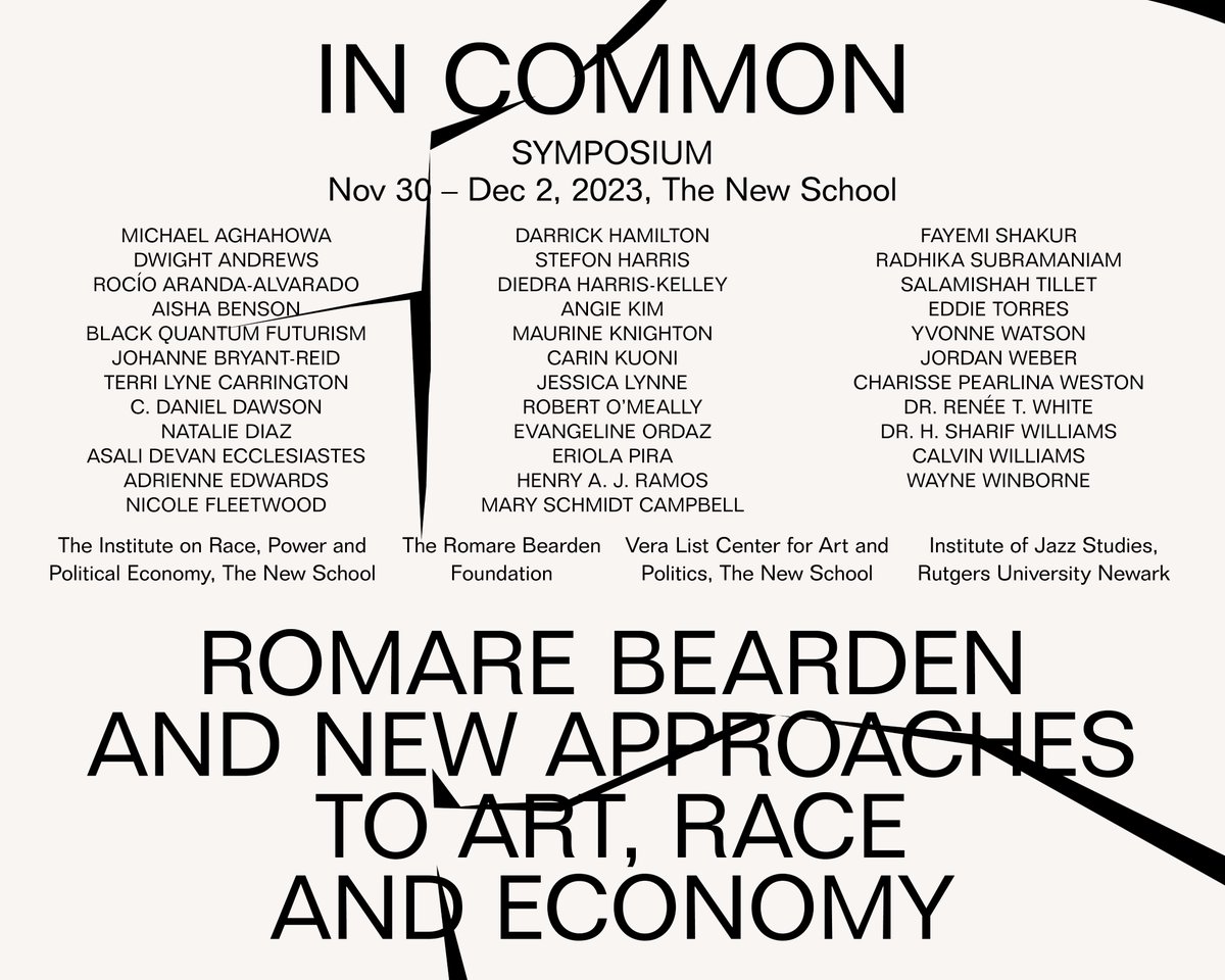 RacePowerPolicy's tweet photo. We're thrilled to continue showcasing Romare Bearden's legacy at #InCommon—a dynamic symposium this Nov. 30 - Dec. 2 bringing together leading contemporary artists, musicians, authors, scholars, &amp; social activists for a thought-provoking experience. https://t.co/XyJVQA9eML. https://t.co/1wsOIfxn2o