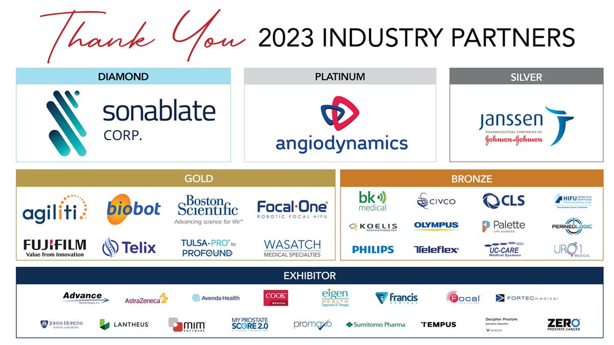 Thank you to all of our Industry Partners for your incredible support at #FOCAL2023! @amcveritas @SonablateCorp @angiodynamics @JanssenUS @agilitihealth @biobotmonalisa @bsc_urology @FocalOneHIFU @FujifilmHealth @TelixPharma @ProfoundMedical @CryoWasatch @Uro_bkmed