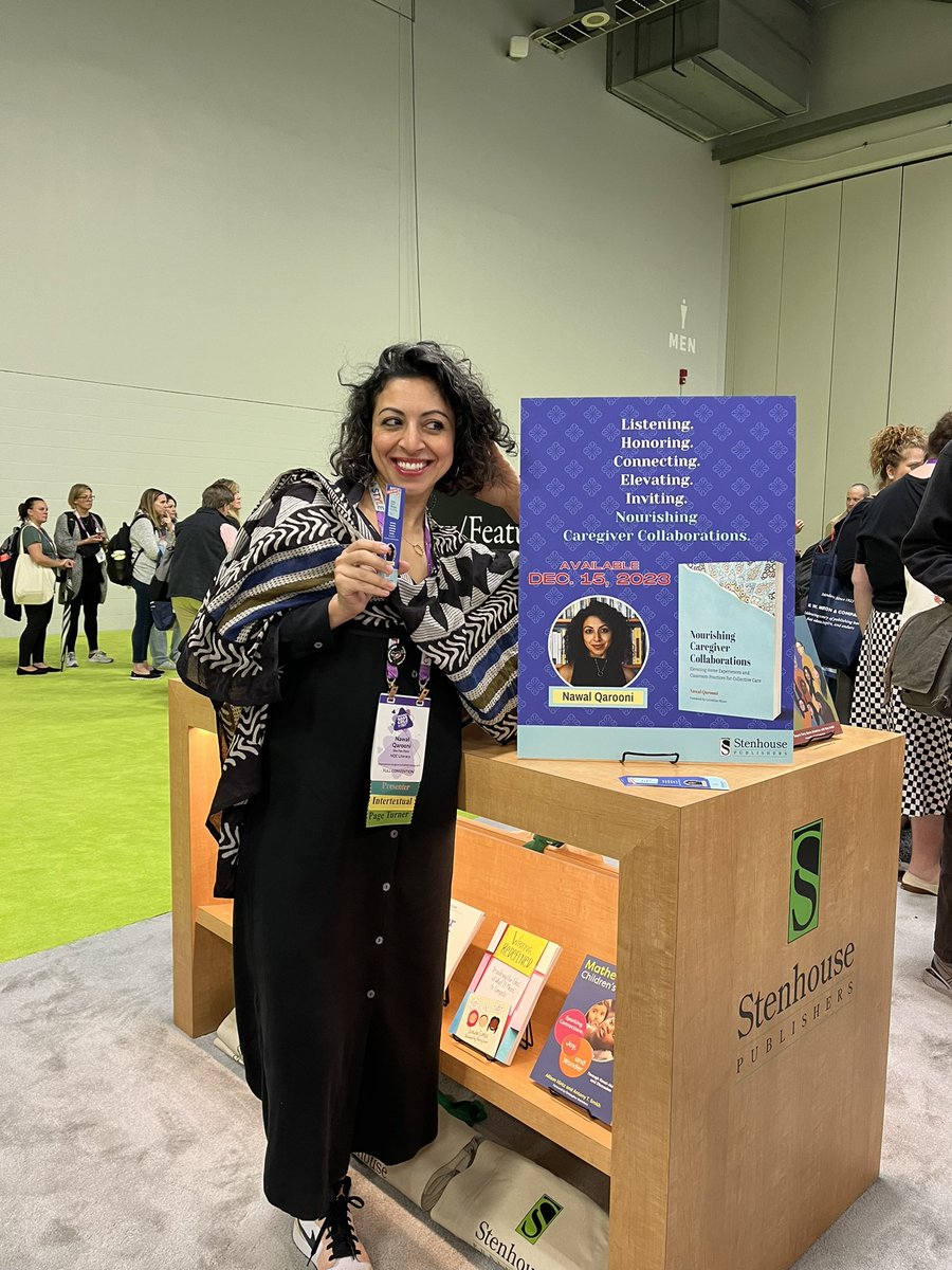 Drumroll please… author <a href="/NQCLiteracy/">Nawal Qarooni | NQC Literacy | @nqarooni on IG</a> stopped by the booth today! Stop by the booth tomorrow for a FIRST LOOK at Nourishing Caregiver Collaborations, a month before publication day! #CaregiverCollaborations #NCTE23