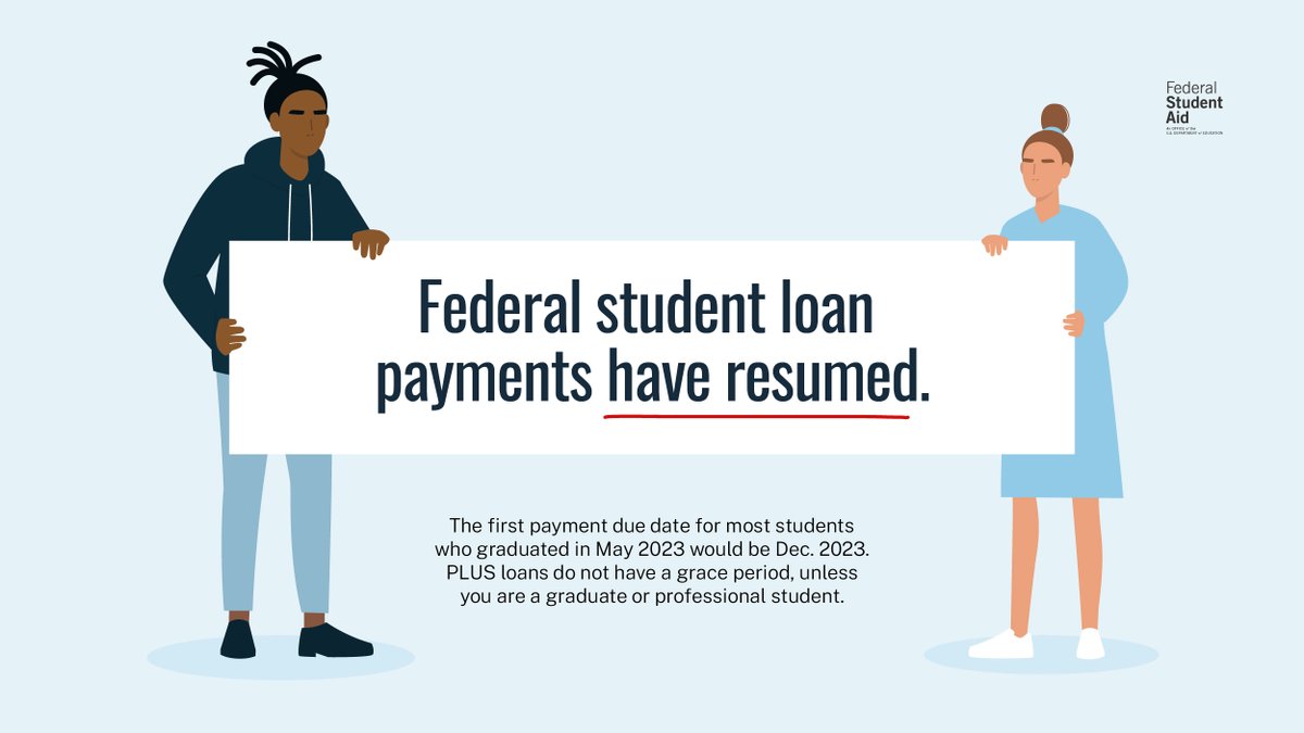 Payments have resumed.​ Looking for more information about your federal student loans and the repayment process? ​ We have the answers: StudentAid.gov/repay101