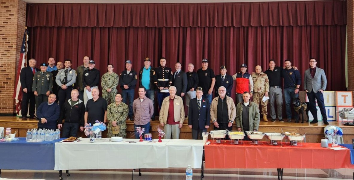 VitalePrincipal's tweet photo. Another amazing Veterans' Day celebration with these amazing Veterans.  We thank you for your time and your service! https://t.co/iyHkJCnNJT