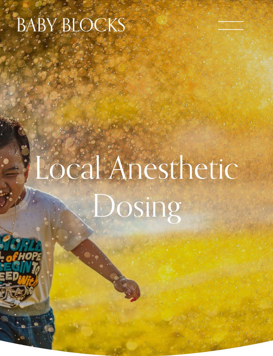 Need a quick resource for local anesthetic dosing when performing #pediatric #regionalanesthesia?

⭐️ <a href="/baby_blocks/">baby-blocks</a> has it! 🌟 

Includes specific dosing by block location and by drug.  Share with your trainees!

🔗 baby-blocks.com/local-anesthet…
#PedsPain #PedsAnes #anesthesia
