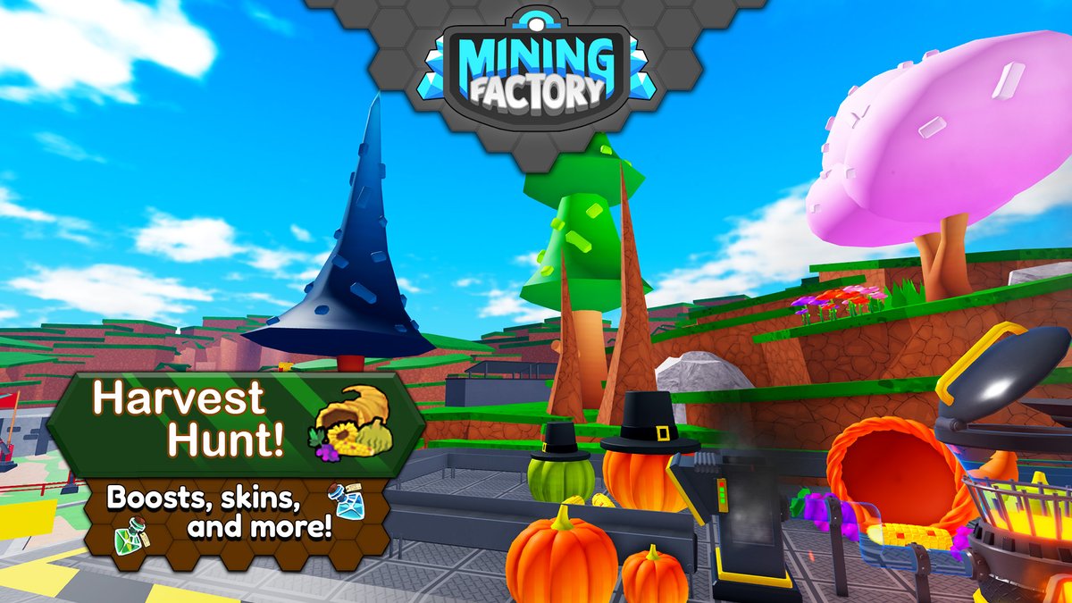 Thankgiving is almost here!🦃⛏️ Smash turkeys to earn premium boosts and exclusive skins in the Mining Factory Tycoon Harvest Hunt, ending November 27th! #MiningFactoryTycoon #Roblox #RobloxDev