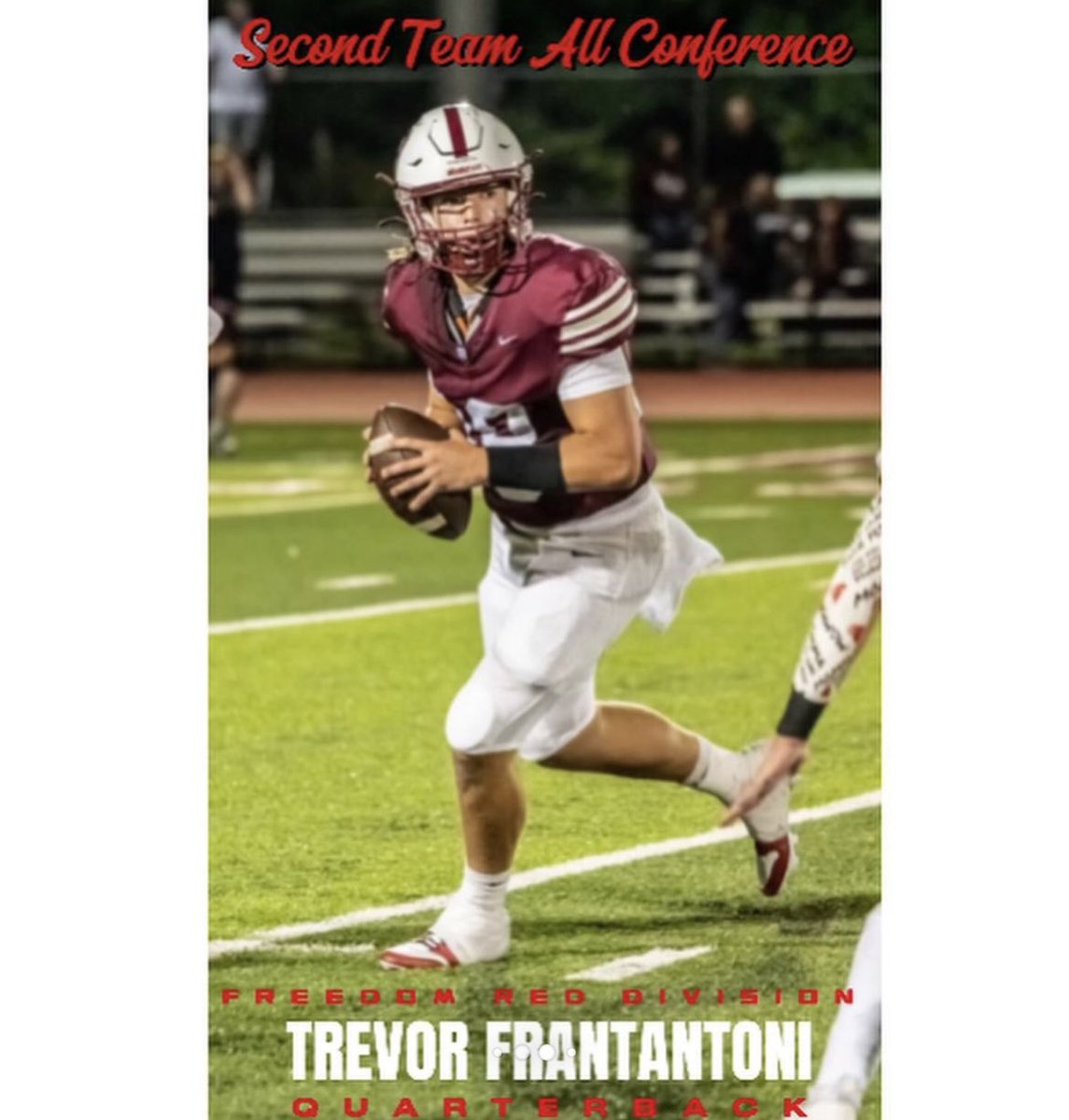 TFrantantoni's tweet photo. I’m very honored to receive Second Team All Conference in the Freedom Red Division! @SFCFootballNJ https://t.co/rQVvv1rOOi