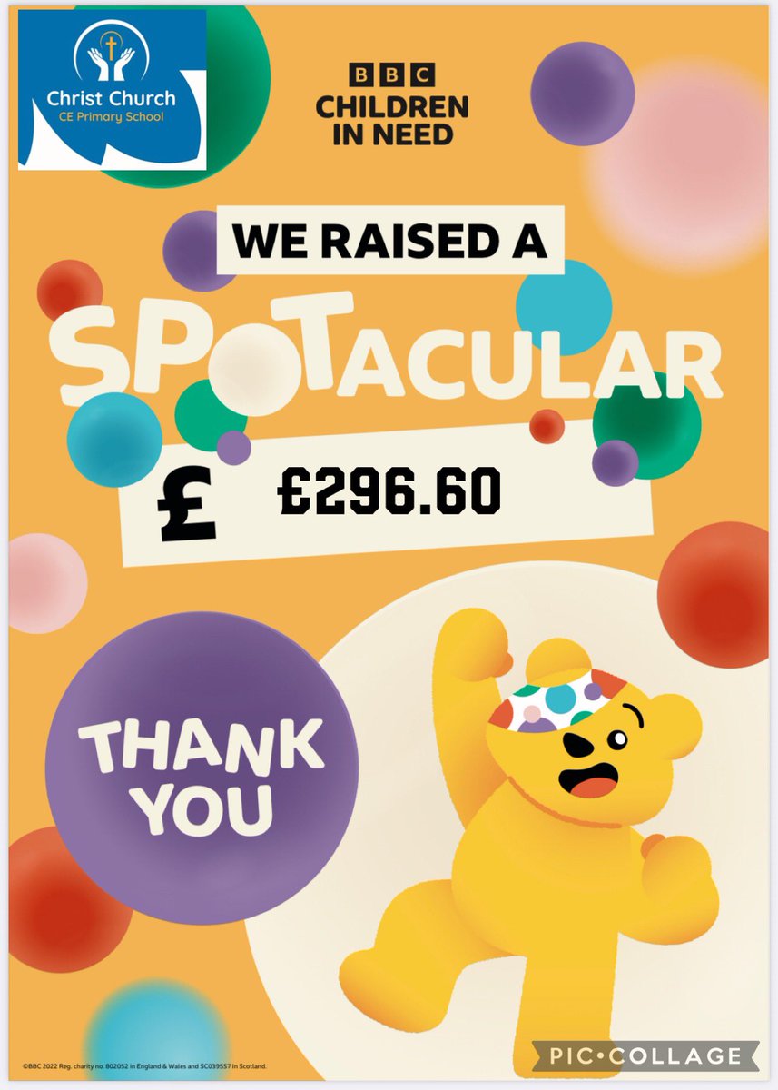 CCWalshaw's tweet photo. Thank you so much to our school community for your donations! We’ve raised a wonderful amount for Children in Need! @BBCCiN #CiN2023 https://t.co/AvTjK8fTIP