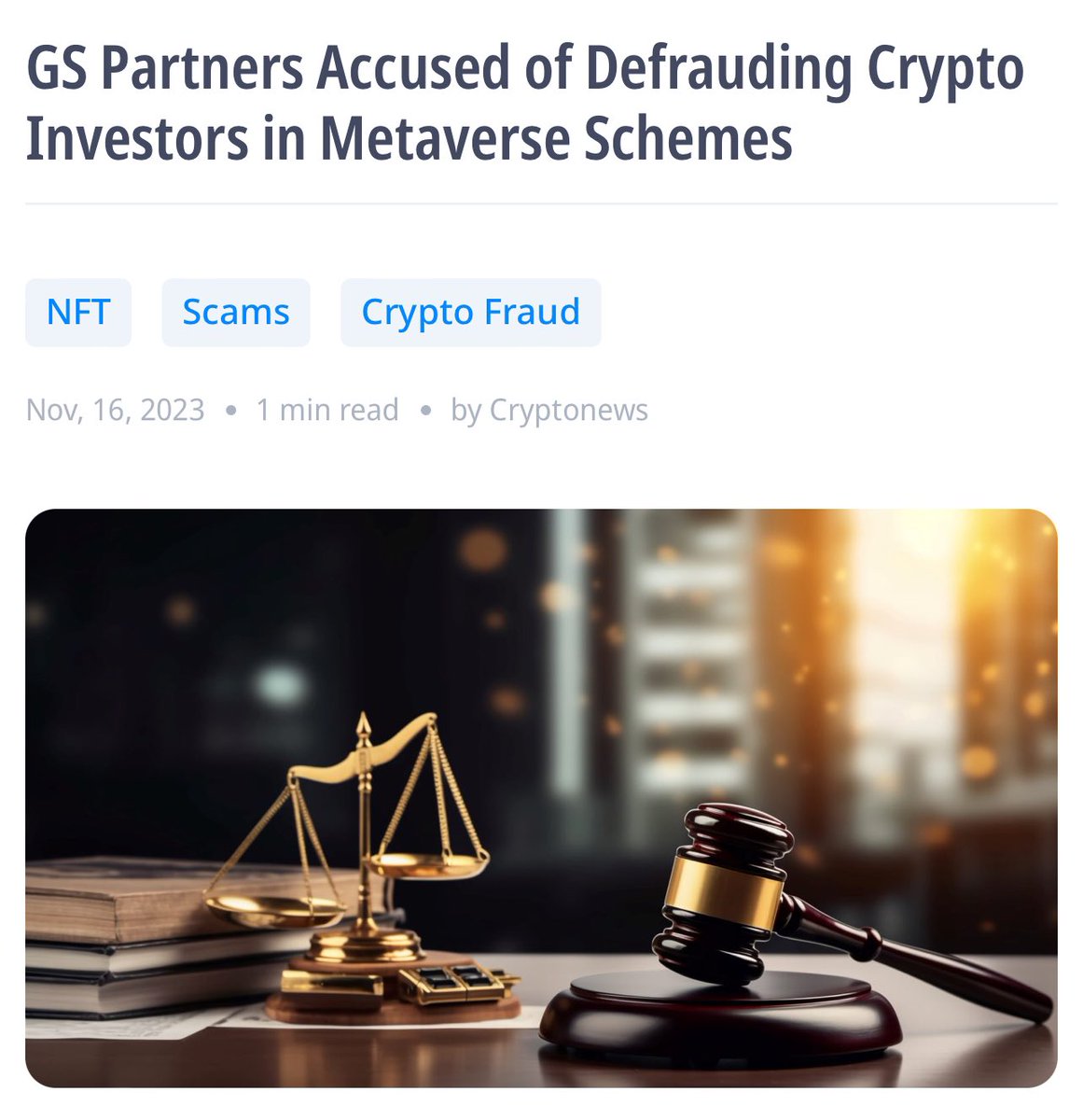 GS Partners just got shut down by the govt! They were a popular crypto MLM  style company that many celebs and influencers have been promoting Last  year I lost $10k in a