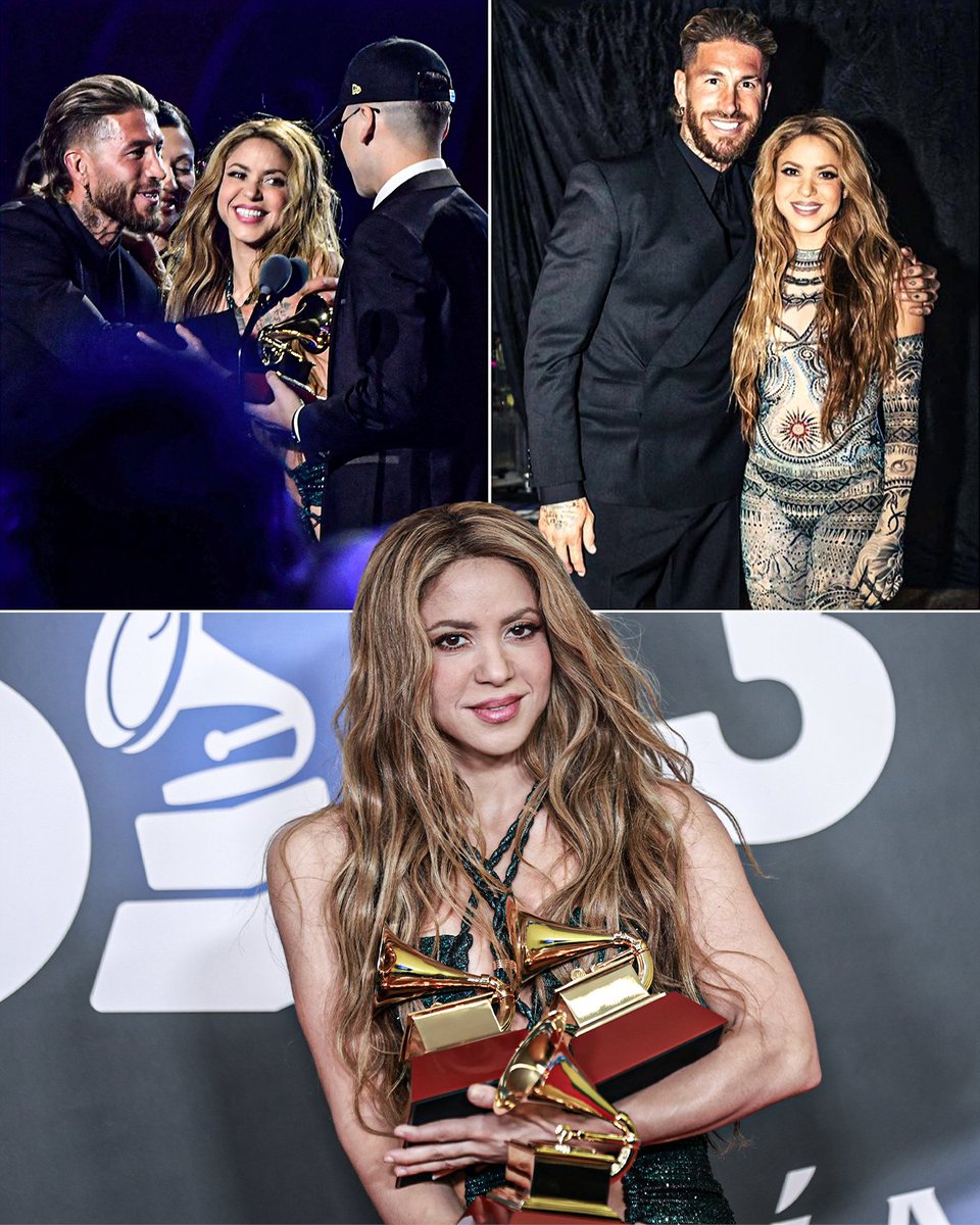 ESPNFC's tweet photo. Sergio Ramos presented Shakira with the Song of the Year award at the Latin Grammy Awards in Seville. https://t.co/5vPuTMaRFe