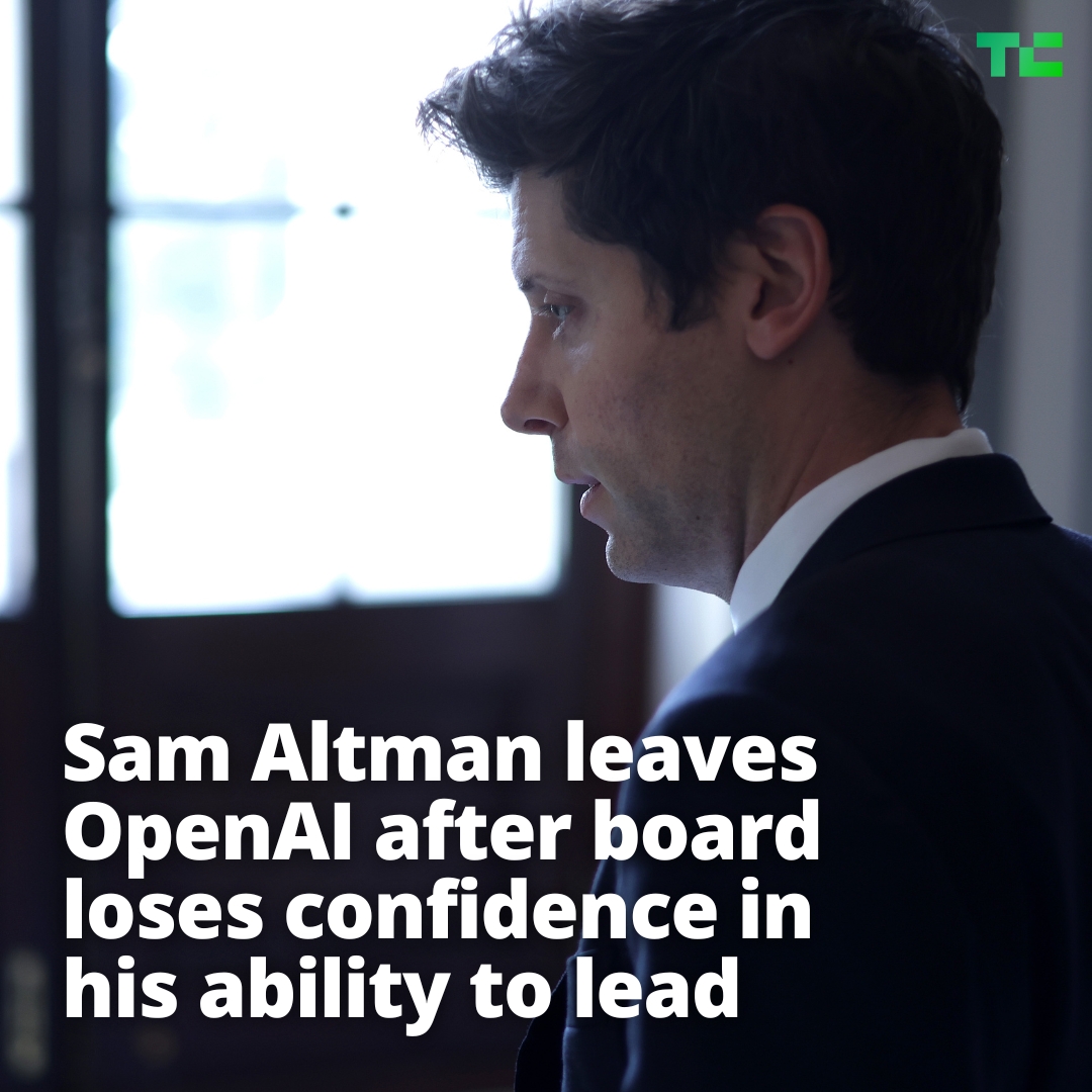 TechCrunch's tweet image. Breaking: @OpenAI has announced @sama is departing the company.

Chief technology officer Mira Murati has been appointed interim CEO to lead OpenAI with a search process underway to identify a permanent successor.

Altman’s departure follows a “deliberative review process by the…