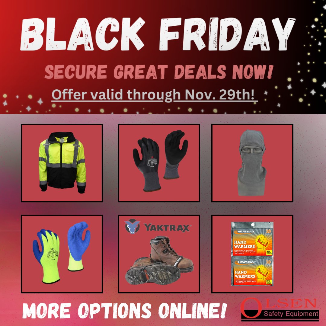 Black Friday came early this year at Olsen Safety Equipment Corporation📷📷📷📷!! Now is your chance to grab some premium PPE at a great, discounted price! Take advantage of our sale now through November 29th (offer applies to select items)!

#blackfridaysale #greatdeals #savings