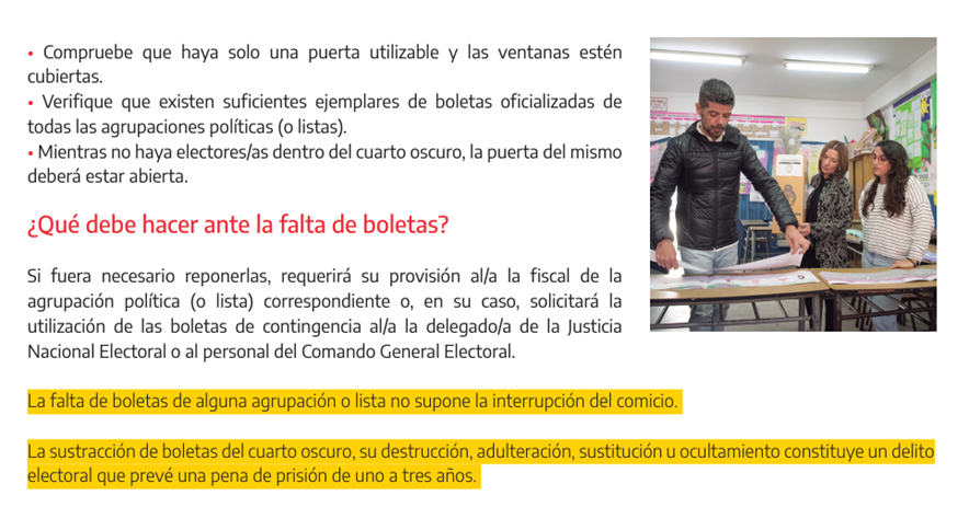 rquiroga777's tweet photo. 5- Si llegasen a faltar boletas, la justicia es clara: no se suspende el acto electoral! Se le pide al votante que vuelva luego o intente conseguir el voto en algún lado. 

ESTO NO ES FRAUDE! La responsabilidad de que haya votos es de CADA PARTIDO! En todo caso sería auto-fraude! https://t.co/dIQaaIYLZ5