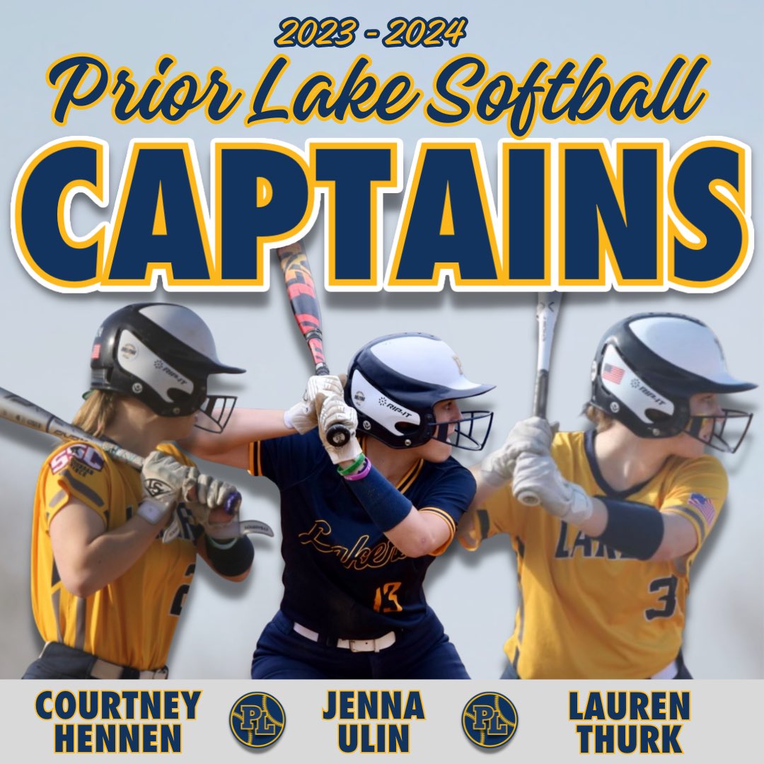 pl_softball's tweet photo. We are so proud to announce our Prior Lake Softball Captains for the 2024 season! ⚓️

Congratulations to Courtney Hennen, Jenna Ulin, and Lauren Thurk! Very well deserved after a difficult selection process!

#GoLakers⚓️ https://t.co/Cl09lr8jzS