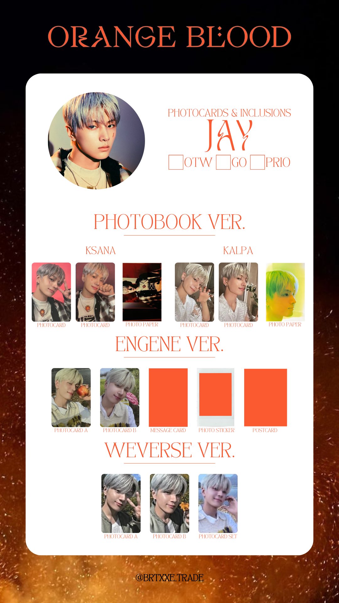 Xユーザーのlizさん: 「ENHYPEN <ORANGE BLOOD> Photocards
