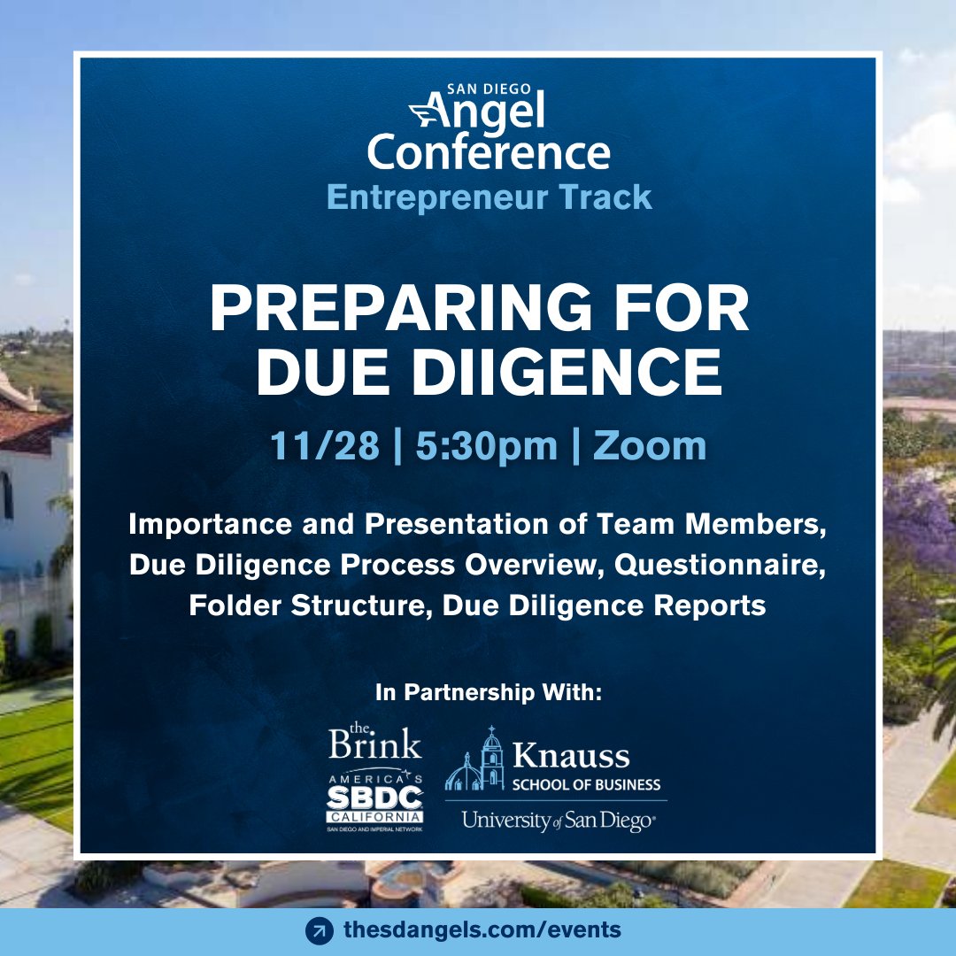 Attend Preparing for Due Diligence on 11/28! This virtual event features JC Ruffalo from Cove Fund, and Dean Rosenburg from NuFund Venture Group. Register now: hubs.ly/Q029khDv0