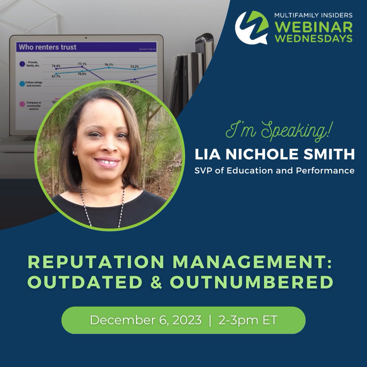 Catch Lia Nichole Smith  as a featured speaker for Multifamily Insiders' Webinar Wednesday!

Secure your spot by registering for her session here: multifamilyinsiders.com/shop-multifami…

#multifamily #multifamilyeducation #webinar #reputationmanagement
