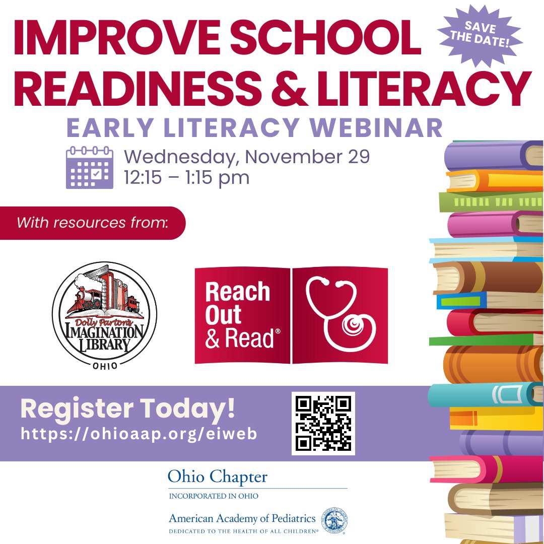OHPediatricians's tweet photo. Approximately half of all Ohio children entering kindergarten are not on track in language and literacy skills. During Family Literacy Month, join the Ohio Department of Health and the Ohio AAP for an early literacy webinar on November 29th! Register at https://t.co/OZmFfmkdSf https://t.co/EoCu0iSGwR
