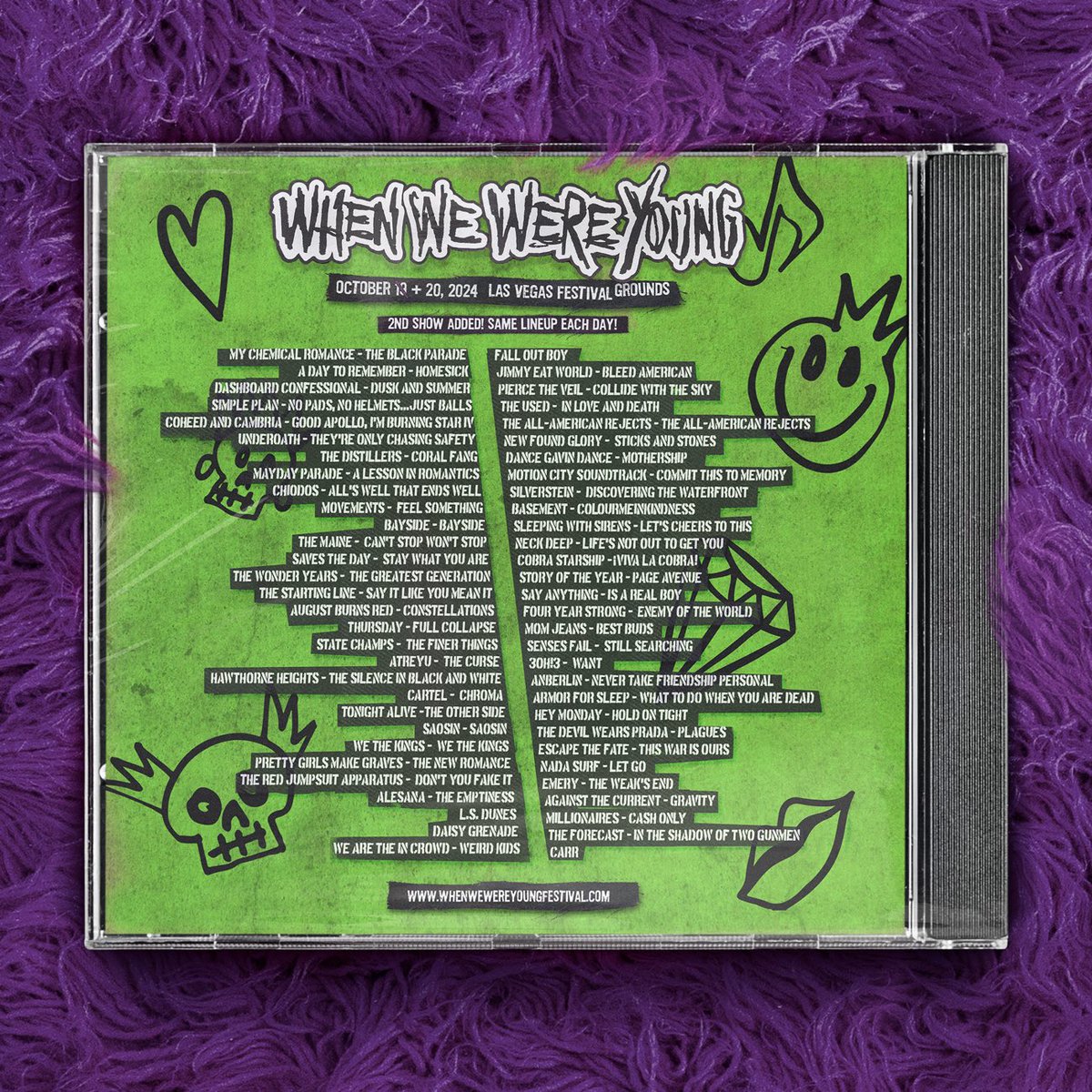 🥀Second Show Added🥀
Due to the overwhelming demand, @whenwewereyoungfest adds a second day. Same Lineup each day. Sign up for the waitlist NOW for guaranteed tickets 🔒 General onsale begins on Tuesday at 10am PT 🕙
 
WAITLIST LINK: 
whenwewereyoung.frontgatetickets.com/waitlist