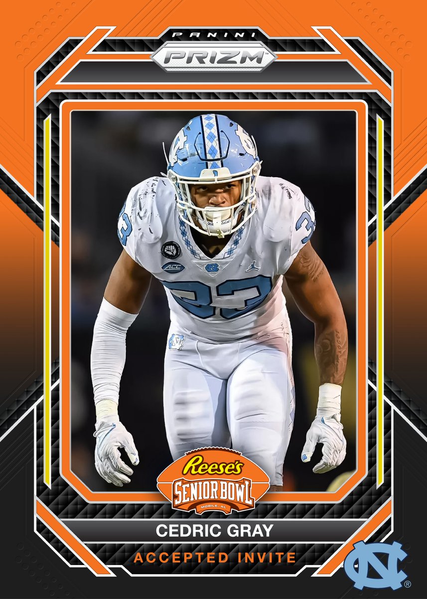 It’s official!!! Welcome LB Cedric Gray @cedthr33 from @UNCFootball to the 2024 Reese's Senior Bowl! #CarolinaFootball 🏈 #UNCommon #TheDraftStartsInMOBILE™️ @JimNagy_SB @PaniniAmerica #RatedRookie
