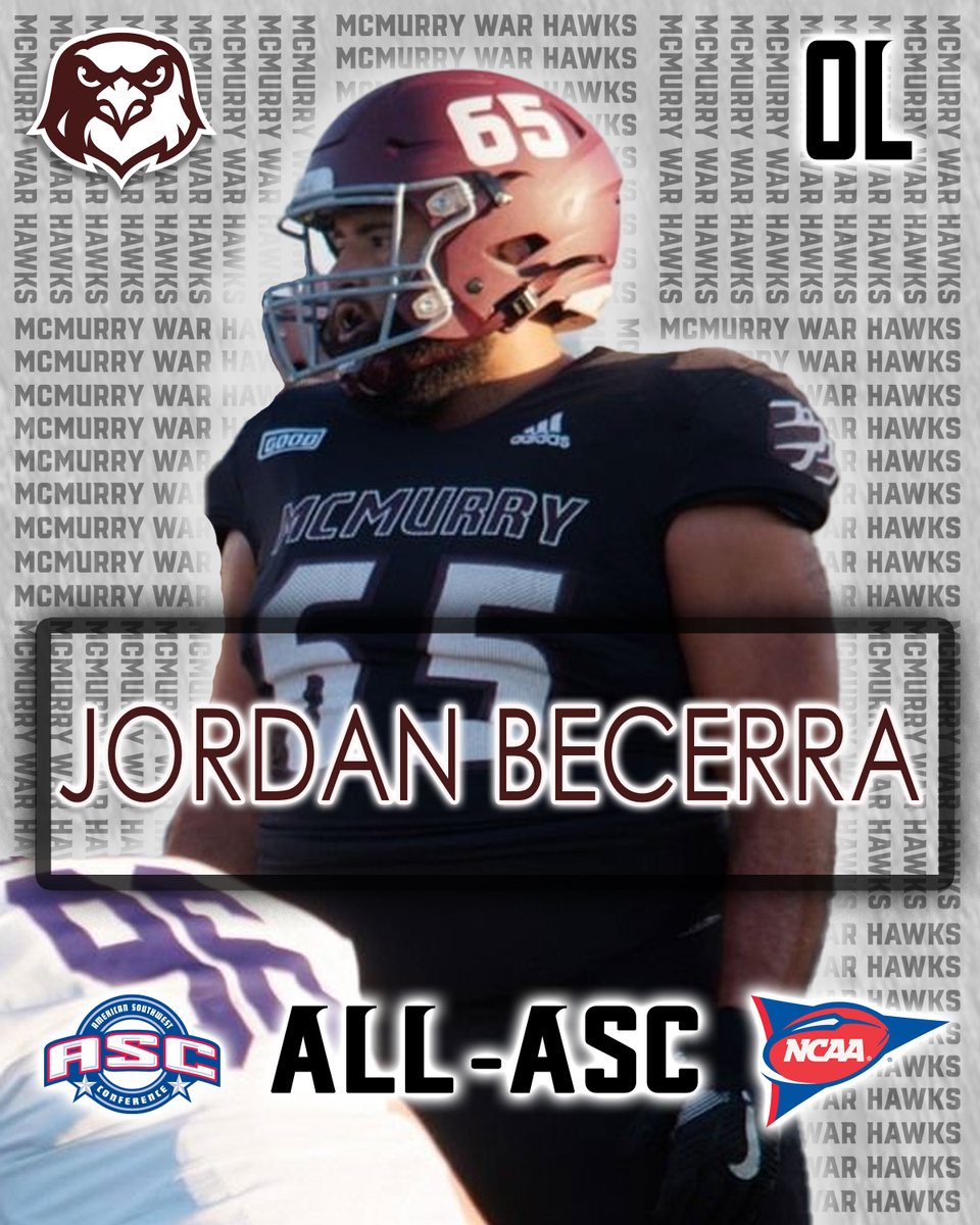 Congratulations to Junior OL Jordan Becerra! 3rd Team All-ASC #WarHawksFAW #Decide2Fly