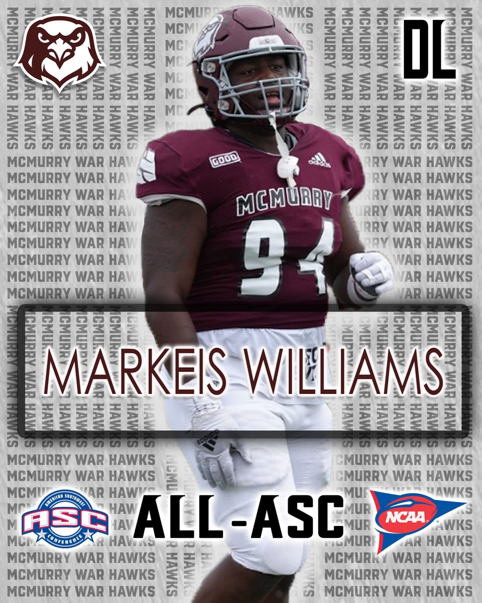 Congratulations to Junior DL Markeis Williams! Honorable Mention All-ASC #WarHawksFAW #Decide2Fly