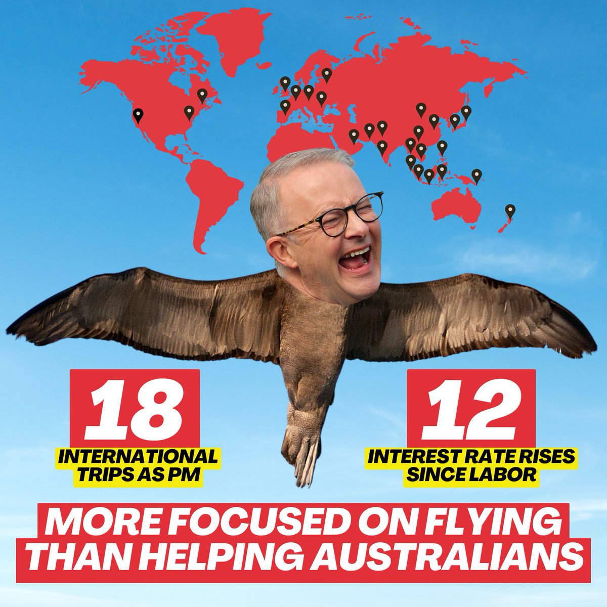 Albotross is flying far and wide in VIP style, while Australians struggle with the cost of living. Australians deserve better than this Prime Minister.