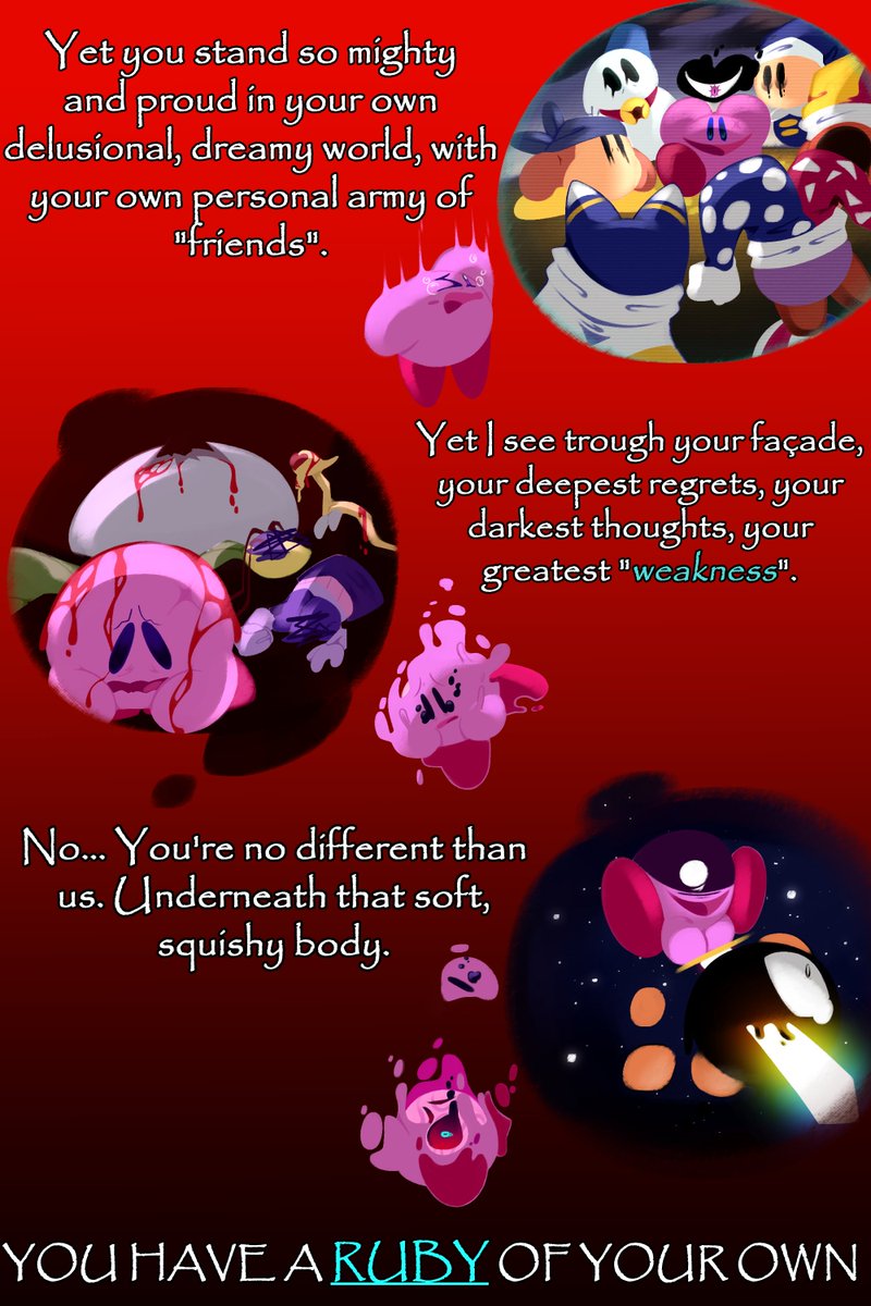 the_mad_fanatic's tweet photo. The Truth Pages 7 &amp; 8
Through their illusions, Void continues to conjure up shocking revelations of kirby's ancestors... 👁️

(Sorry for taking my time 🐸 Hope I can post more pages soon!)
#KirbyStarAllies #kirbyfanart #Kirby #void #VoidTermina #Comic #NintendoSwitch #Nintendo https://t.co/p0lIJy4K9S