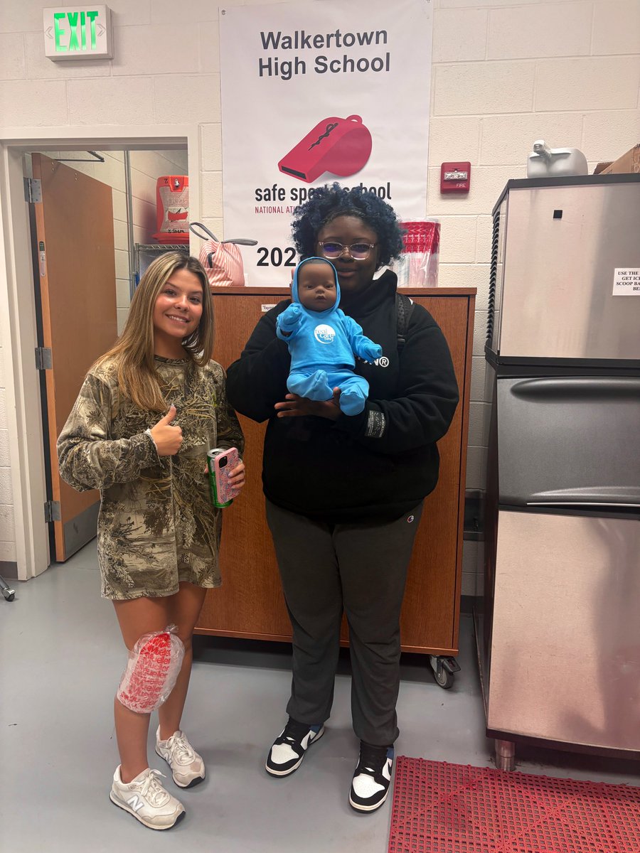 ADunlevyATC's tweet photo. My student ATs have taken on the role of mother for the weekend. Once 5pm hits at wrestling practice the baby will be live - wish them luck 😂🍼👶🏻 #postedwithpermission #highschoolATC #athletictrainingstudents https://t.co/yTSkGbBVWC