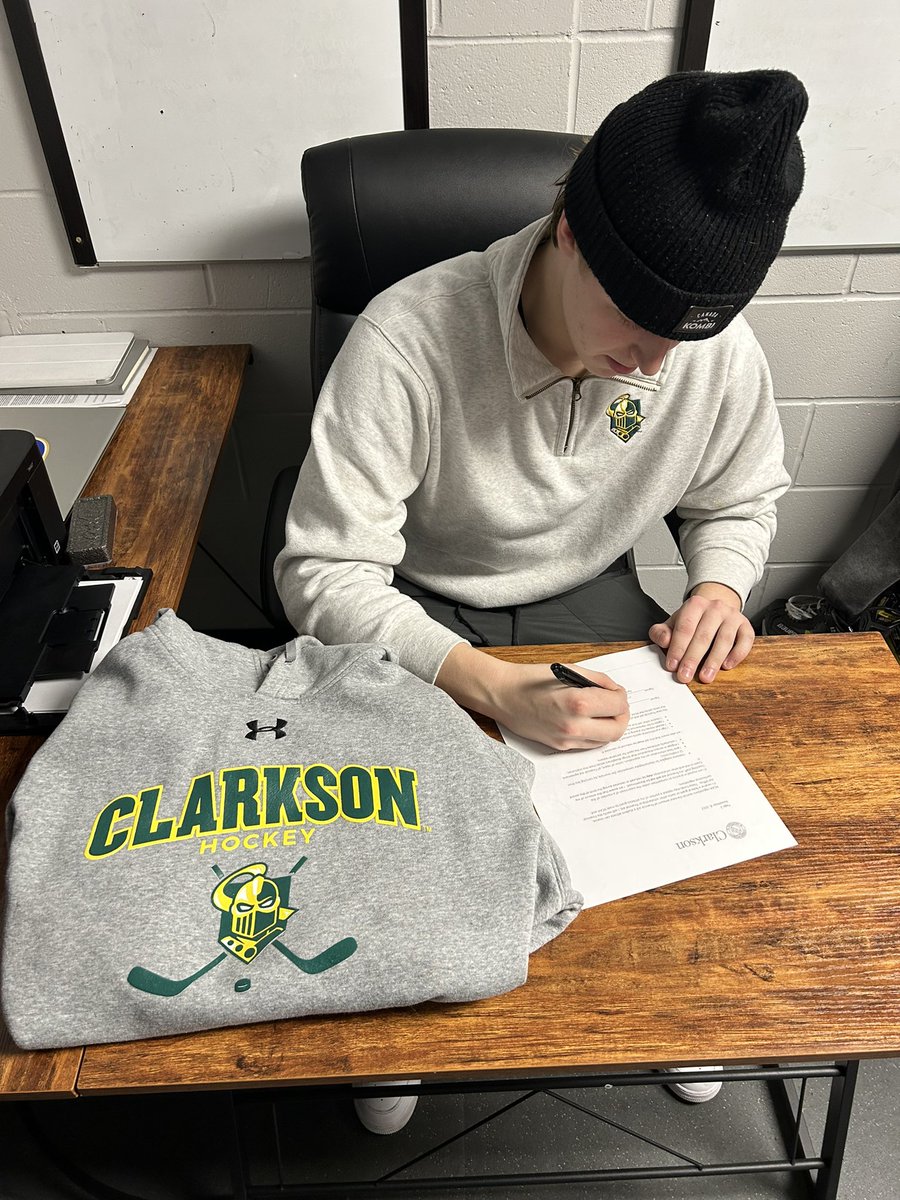 Big congratulations to our Caton Ryan on officially signing his National Letter of Intent to attend and play for <a href="/ClarksonMHockey/">Clarkson Men’s Hockey</a> ! Congrats Cato!