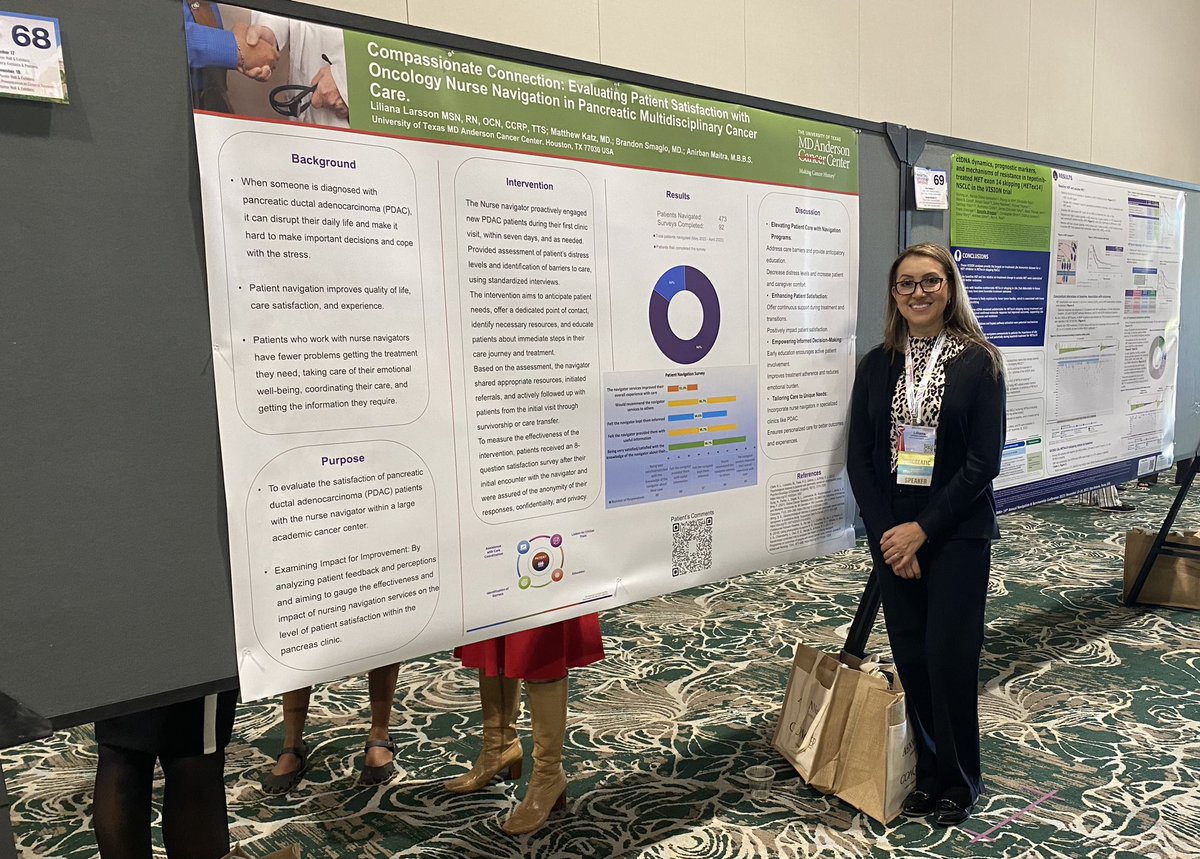 MSN_RNLiliana's tweet photo. Sharing preliminary data of the Compassionate Connection: Evaluating Patient Satisfaction with Oncology Nurse Navigation in Pancreatic Multidisciplinary.  Couldn't have done it with the support of @Aiims1742 @drsmags and Dr. Katz  @MDAndersonNews @OncNav#PancreaticCancerAwareness https://t.co/YQCdktDIfK