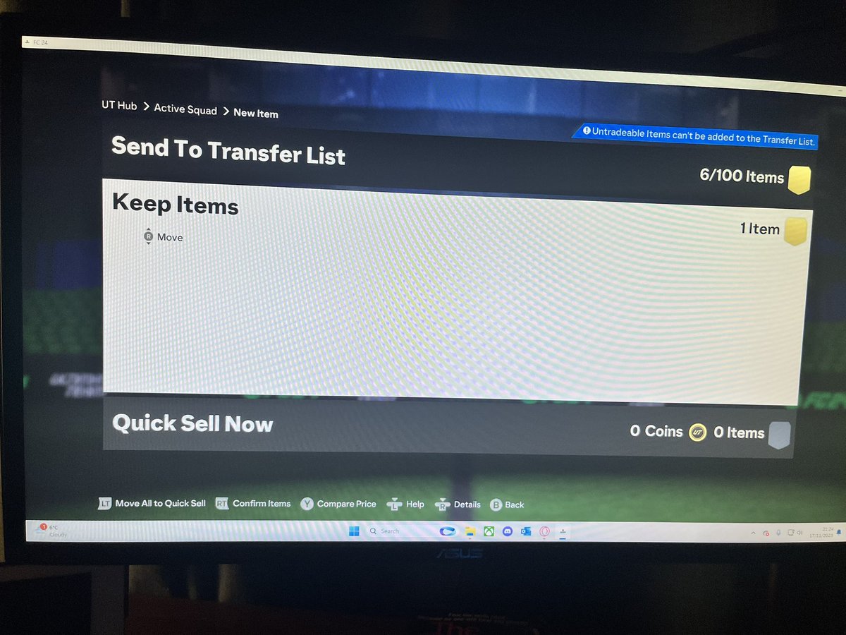 _AshT91's tweet photo. @EASPORTSFC the amount of bugs and glitches in the FUT menus is getting ridiculous now #FC24 https://t.co/RxILY6AGq9