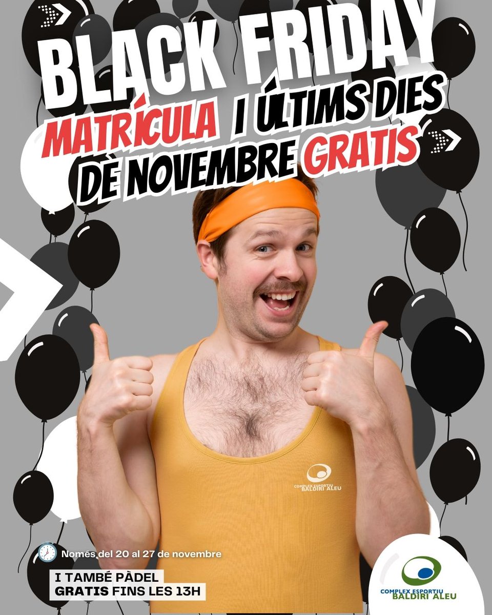📣 📣 BOOOOOM 📣 📣

🔔🔔 Ara, matrícula i novembre GRATIS! 🔔🔔

🖤🖤 Oferta especial Black Friday 2023 🖤🖤

⏰ Nomès del 20 al 27 de novembre.

#santboidellobregat #santboi  #gym #natacio #baixllobregat #santboimola #novembre #novembre23 #blackfriday #Blackfriday23