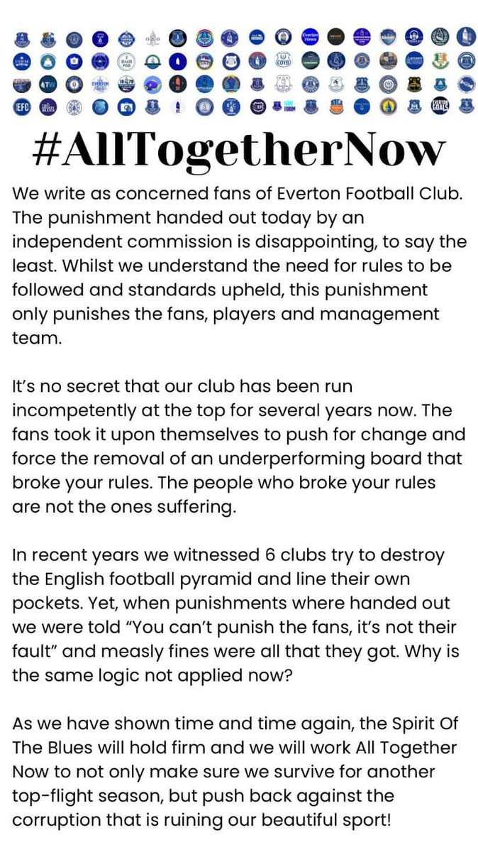 #PremierLeague Making #Everton " The Canary  in the coal mine " 

Sorry to disappoint ya #PremierLeague
But this will only galvanise us even more 💥 

UTFT 💙 💪