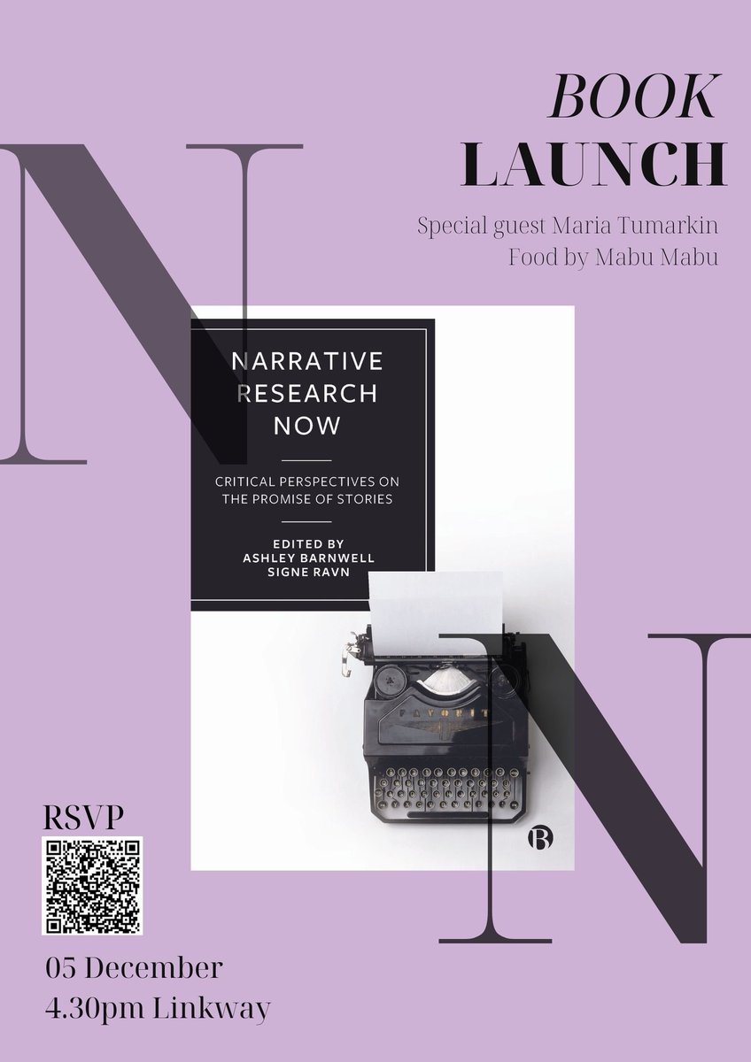 NARRATIVE RESEARCH NOW Book Launch - 

Come celebrate with the Narrative Network!

Dec 5, 4.30pm
The Linkway, John Medley bld, Uni of Melb. 
RSVP essential: tinyurl.com/5n73zrsc
Book: tinyurl.com/bddeum3v