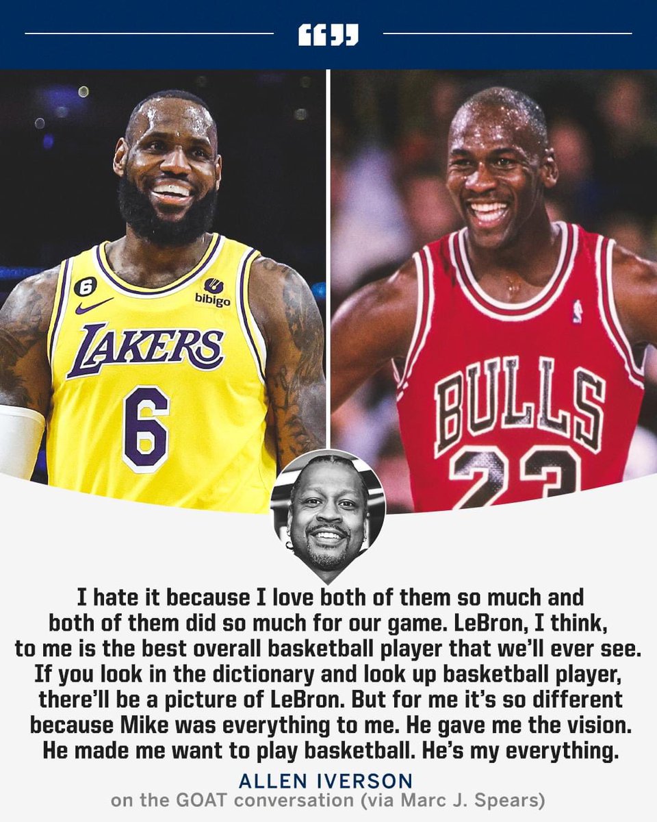 LBJsBest's tweet photo. “LeBron…to me is the best overall basketball player that we’ll ever see.” 

- Allen Iverson on the 🐐 debate https://t.co/lI7w3GX79v