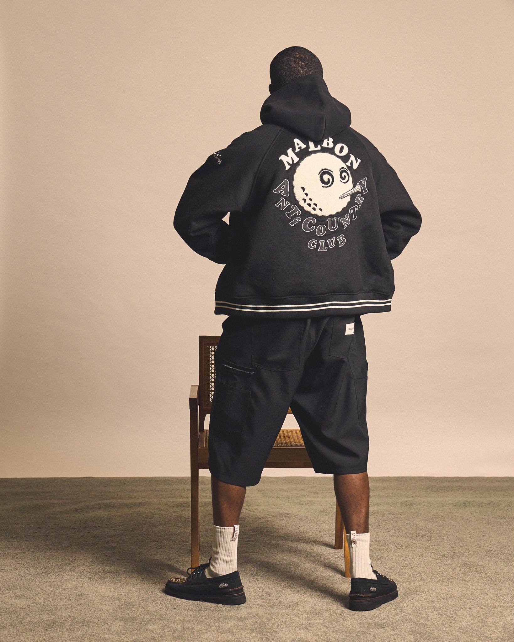 Malbon ×ANTI country club スウェット　XL anticountry club malbon golf ブラックスウェットXL