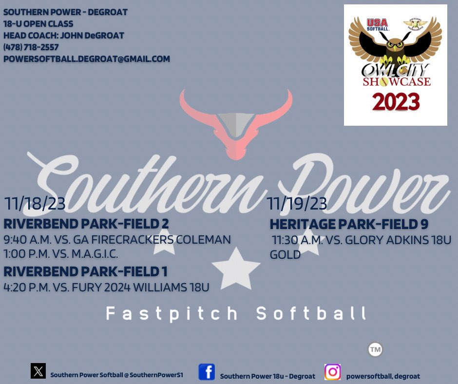 Headed to Dalton, GA to play in the Owl City Showcase this weekend! Hope to see y’all there! <a href="/cfpatssb/">CF Softball</a> <a href="/UWFSoftball/">UWF Softball</a> <a href="/UWA_Softball/">UWA Softball</a> <a href="/PiedmontSB/">Piedmont Lions Softball</a>