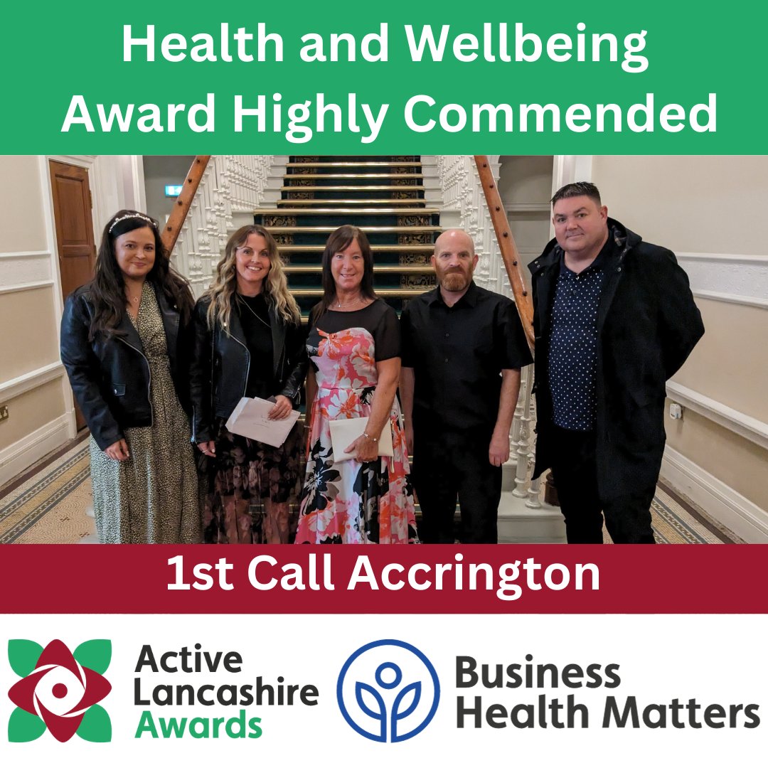 👏1st Call Accrington receive a Highly Commended trophy in the Health and Wellbeing category sponsored by @BH_Matters
